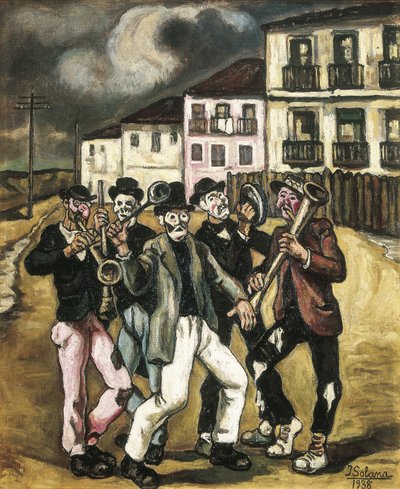 GUTIERREZ SOLANA, Jose (1886-1945). Mascaras vinateras (viinikauppiaiden ripsivärit). 1944-1945. Öljy kankaalle. Yksityiskokoelma. tekijältä Jose Gutierrez Solana