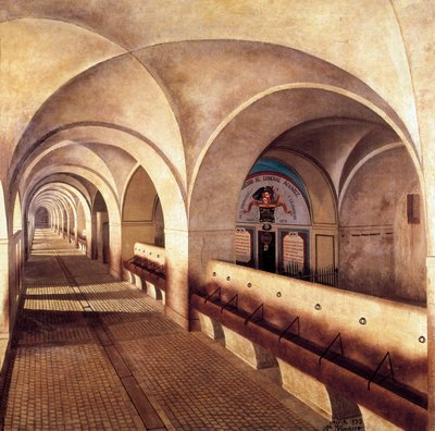 Ranskan vuonna 1809 piirittämän San Fernando de Figuieresin linnan talli, Espanjan vapaussodan (1808-1814) aikana, vasemmalla on Mariano Alvarez de Castron (1749-1810) vankilan ovi. , upseeri ja sotilaskuvernööri G tekijältä Jose Lafita y Blanco