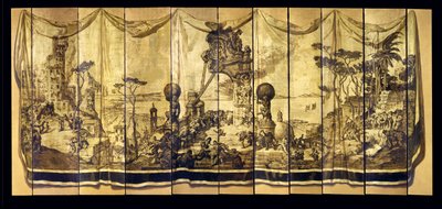 Vision Mediterranea, yksitoistalehtinen näyttö, n. 1925 (öljy kullattu puulevy) tekijältä Jose Maria Sert y Badia