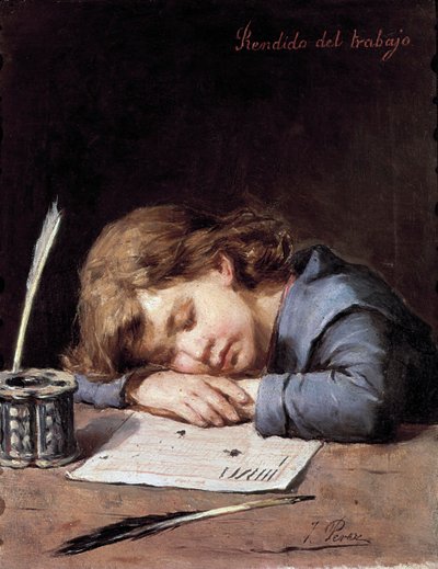 Työn voittama, c. 1876-1900 (öljy kankaalle) tekijältä Jose Perez Siguimboscum