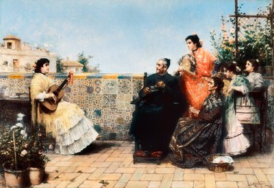 Hoitovierailu (maalaus, 1900-luvun alku) tekijältä Jose Rico y Cejudo