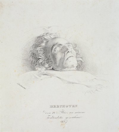 Ludwig van Beethoven (1770-1827) kuolinvuoteellaan, 28. maaliskuuta 1827 tekijältä Josef Danhauser