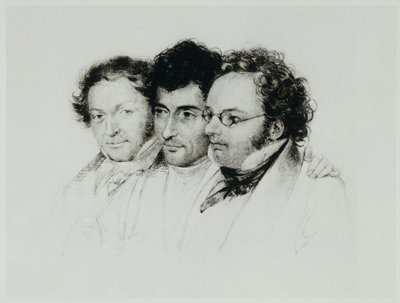 Johann Baptist Jenger, Anselm Huettenbrenner ja Franz Schubert ... tekijältä Josef Eduard Teltscher