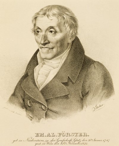 Muotokuva Emanuel-Aloys Forsterista (1748-1823), säveltäjästä ja kontrapointin opettajasta (litografia) tekijältä Josef Eduard Teltscher