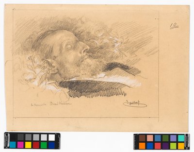 Porträt des Chormeisters und Komponisten Eduard Kremser auf dem Sterbebett tekijältä Josef Engelhart