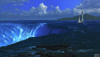 JJM luo uudelleen Bierstadt-A: Niagara Fallsin (purjelaivan kanssa) tekijältä Josef Johann Michel