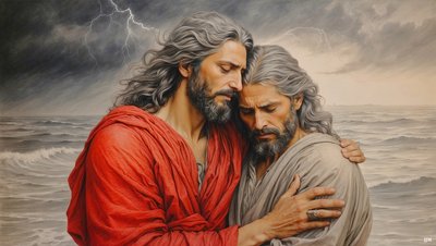 Jeesus_Natsaretilainen_pelastaa_Simon_Pietarin_hukkumiselta_01 tekijältä Josef Johann Michel
