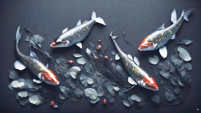 mustemaalaus: Koi-Karpfish_red_01 tekijältä Josef Johann Michel