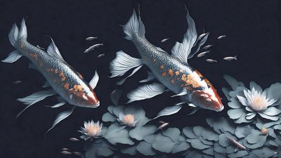mustemaalaus: Koi-Karpfish_red_02 tekijältä Josef Johann Michel