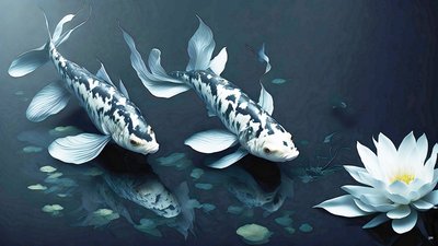 mustemaalaus: Koi-Karpfish_white marble_02 tekijältä Josef Johann Michel