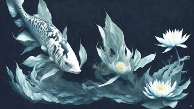 mustemaalaus: Koi-Karpfish_white marble_03 tekijältä Josef Johann Michel