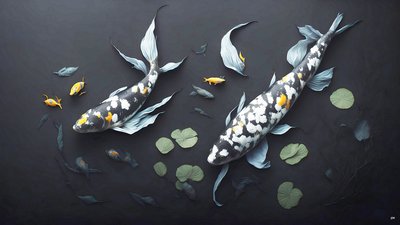 mustemaalaus: Koi-Karpfish_white marble_05 tekijältä Josef Johann Michel