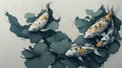 mustemaalaus: Koi karppikala_04 tekijältä Josef Johann Michel