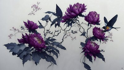 mustemaalaus: PIONI syvä violetti_02 tekijältä Josef Johann Michel