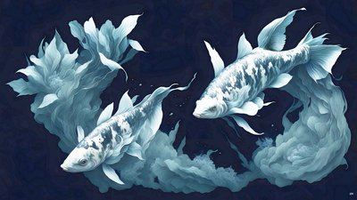 muste_maalaus_Koi-Karpfish_white marmor_04 tekijältä Josef Johann Michel