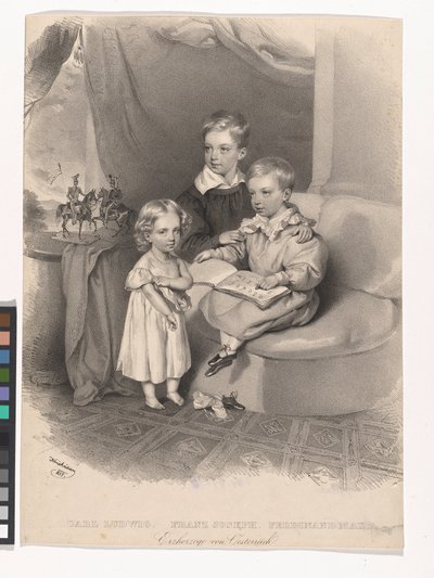 Itävallan arkkiherttuat Karl Ludwig, Franz Josef ja Ferdinand Max tekijältä Josef Kriehuber