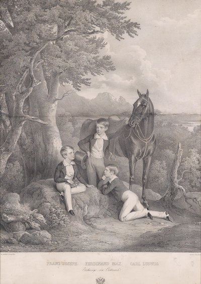 Josef Kriehuber Arkkiherttua Franz Joseph - Ferdinand Max - Carl Ludwig 1844 tekijältä Josef Kriehuber