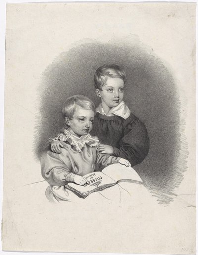 Kruununprinssi Franz Joseph ja arkkiherttua Ferdinand Maximilian Josef lapsina tekijältä Josef Kriehuber