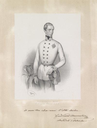Porträt des jungen Erzherzogs Ferdinand Maximilian un Uniform tekijältä Josef Kriehuber