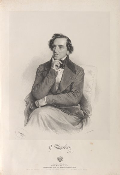 Säveltäjä Giacomo Meyerbeerin muotokuva 1791-1864, 1847. tekijältä Josef Kriehuber