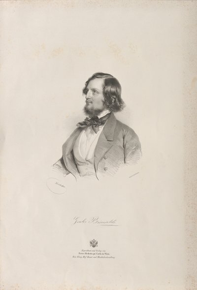 Muotokuva huilusoittajasta ja säveltäjä Giulio Briccialdista 1818-1881, ennen vuotta 1850. tekijältä Josef Kriehuber