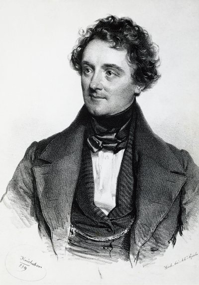 Johann Nepomuk Eduard Ambrosius Nestroyn muotokuva (Wien tekijältä Josef Nikolaus Kriehuber