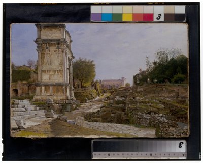 Forum Romanum Tituksen kaaren ja Colosseumin kanssa tekijältä Josef Theodor Hansen