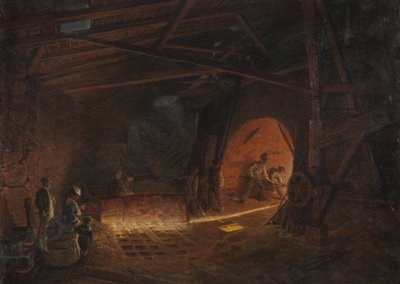 Acierie - Ruukki, kirjoittanut Wallander, Josef Wilhelm (1821-1888). Öljy kankaalle tekijältä Josef Wilhelm Wallander