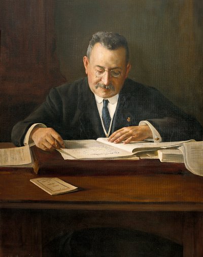 Muotokuva Enric Prat de la Ribasta (1870-1917), Katalonian nationalistinen poliitikko, 1900-luku (maalaus) tekijältä Josep Maria Marquès i Puig