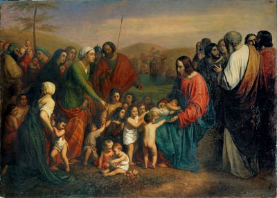 Anna lasten tulla luokseni (maalaus kankaalle) tekijältä Joseph-Nicolas Robert-Fleury