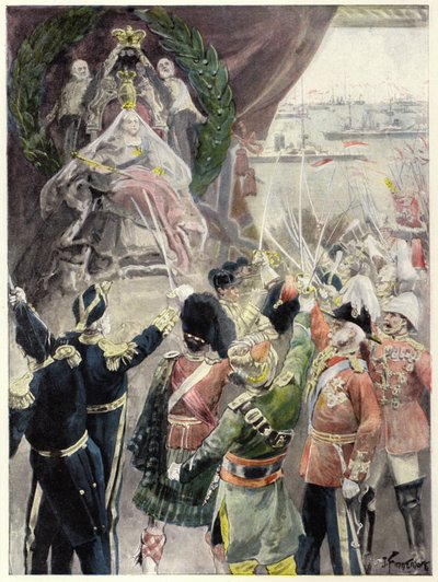 Kuningatar Victorian hahmo: Ylivalta (väri litho) tekijältä Joseph (after) Finnemore