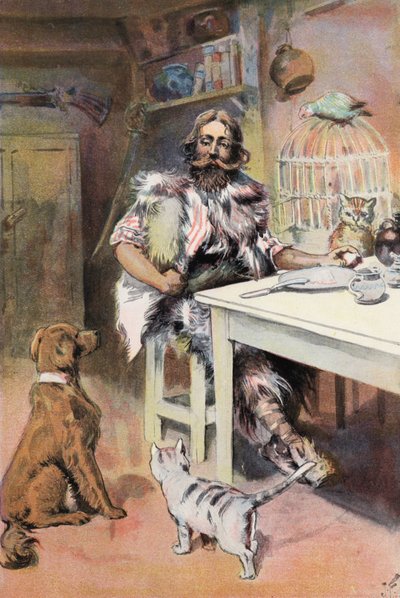 Robinson Crusoe: Olen kuin kuningas (väri litho) tekijältä Joseph (after) Finnemore