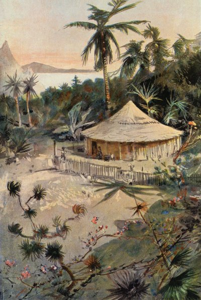 Robinson Crusoe: Will Atkinsin teltta (väri litho) tekijältä Joseph (after) Finnemore