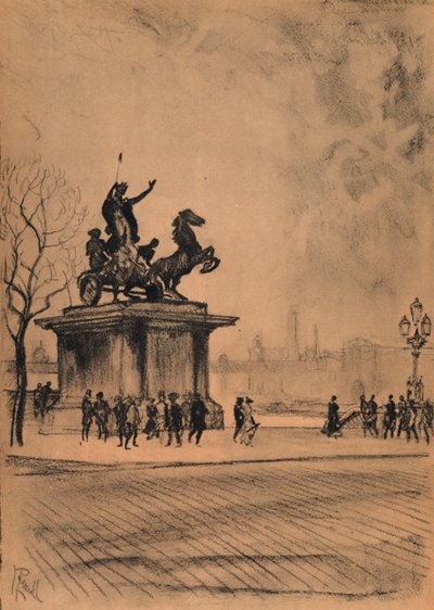Boadicea, Westminster Bridge (litho) tekijältä Joseph (after) Pennell