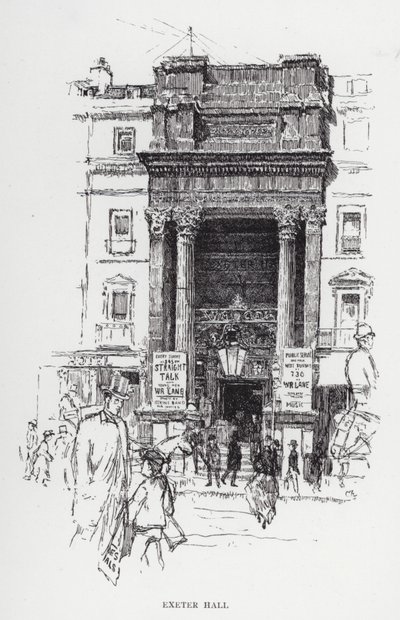 Exeter Hall (litho) tekijältä Joseph (after) Pennell