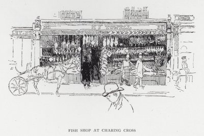Charing Crossin kalakauppa (litho) tekijältä Joseph (after) Pennell