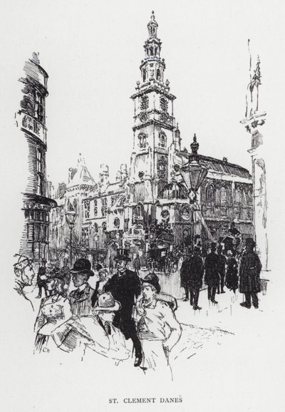St Clement Danes (litho) tekijältä Joseph (after) Pennell