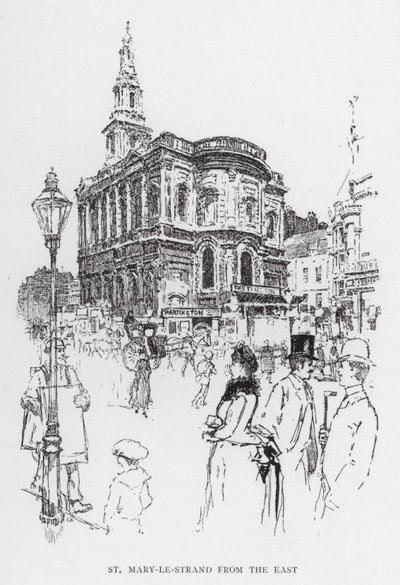 St Mary-le-Strand idästä (litho) tekijältä Joseph (after) Pennell