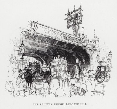 Rautatiesilta, Ludgate Hill (litho) tekijältä Joseph (after) Pennell