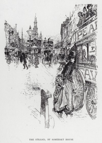 The Strand, kirjoittanut Somerset House (litho) tekijältä Joseph (after) Pennell