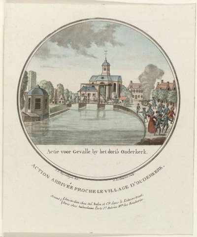 Hyökkäys Ouderkerk aan de Amsteliin, 1787 Toiminta Gevallea varten dorß Ouderkerkin toimesta / Action arrivée proche le village d