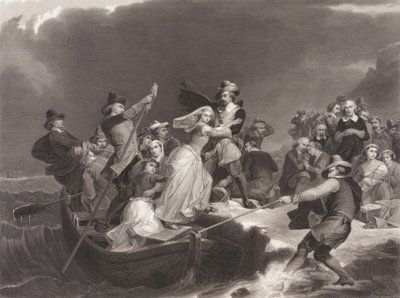 Pyhiinvaeltajat laskeutuivat Plymouth Rockiin vuonna 1620 tekijältä Joseph Andrews