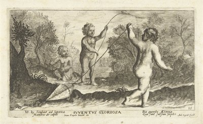 Lapset lentävät leijoja Iuventus gloriosa (otsikko esineessä) tekijältä Joseph Antoine Cochet