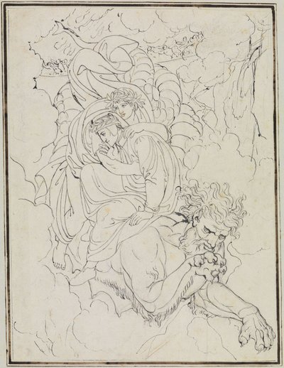 Dante ja Vergilius Geryonin selässä (Dante, Inferno, laulu 17, säkeistö 94) tekijältä Joseph Anton Koch