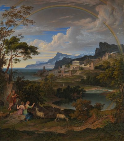 Sankarillinen maisema sateenkaaren kanssa, 1824. tekijältä Joseph Anton Koch