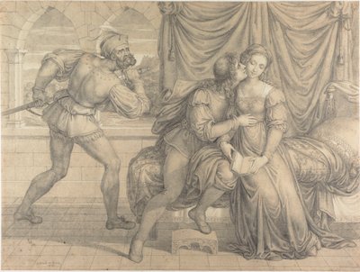 Paolo ja Francesca, yllättynyt Gianciotto Malatesta, 1809. tekijältä Joseph Anton Koch