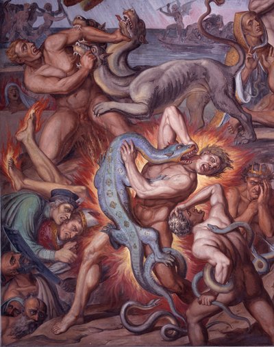 Helvetti Danten jumalallisesta komediasta - Yksityiskohta - Fresco tekijältä Joseph Anton Koch