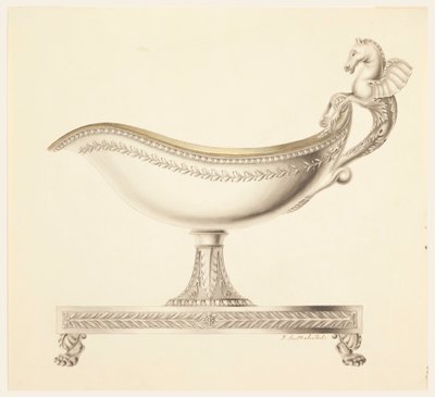 Piirustus, kastikkoveneen korkeusnäkymä, 1790-1825 tekijältä Joseph Anton Seethaler Ii