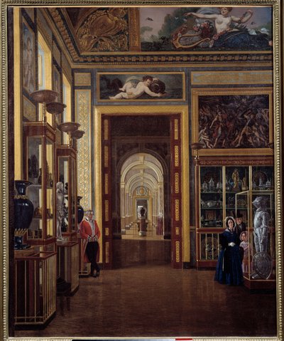 Louvren koruhuone ja Charles X -huoneiden enfiladi. Joseph Augusten maalaus (1800-luku) tekijältä Joseph Auguste