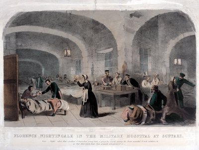Florence Nightingale (1820-1910) Scutarin sotasairaalassa Krimin sodan aikana, 1856 tekijältä Joseph Austin Benwell